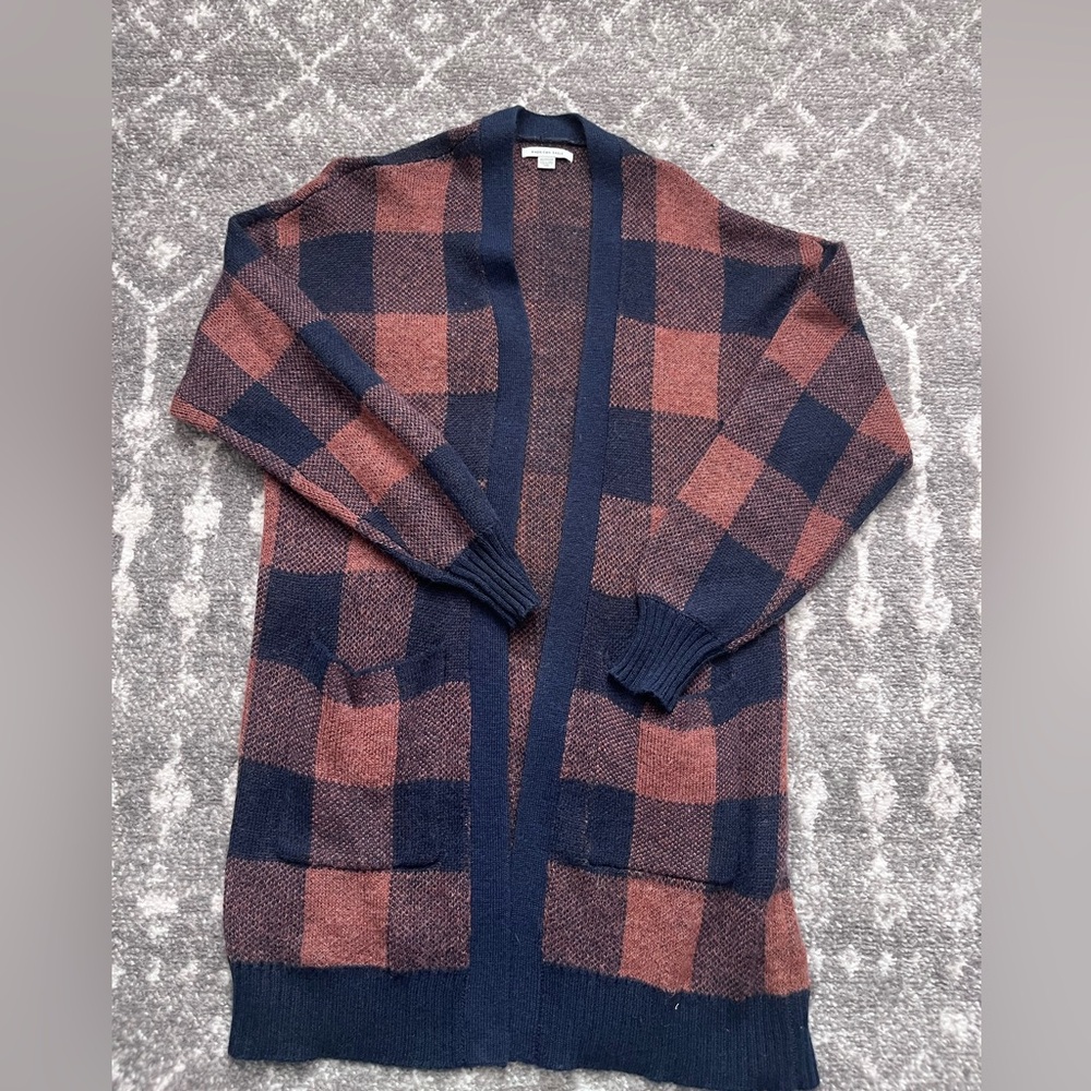 American Eagle Outfitters women’s  Cardigan - Navy and Rust Plaid